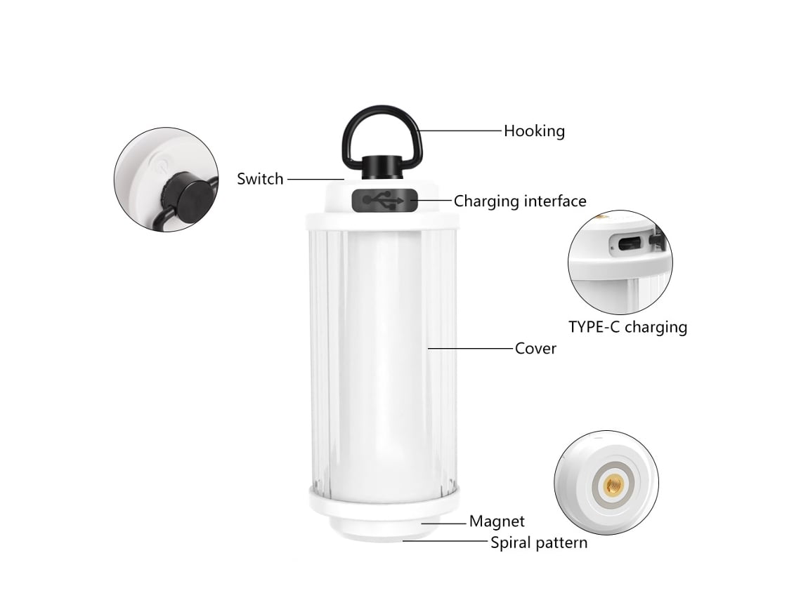 Lâmpada de Camping Portátil Usb Led Regulável