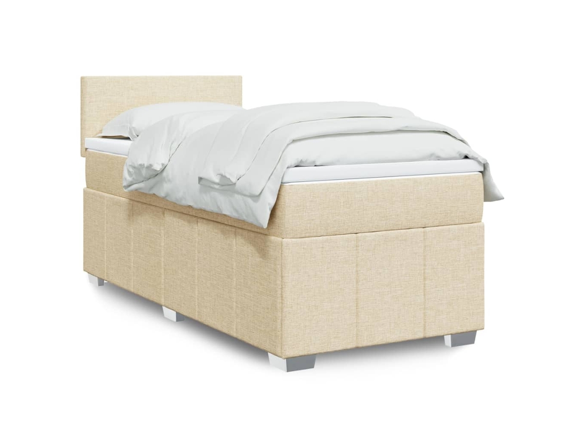 Vidaxl Cama Com Molas/colchão 90x200 Cm Tecido Cor Crème