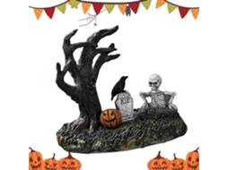 Estatuetas e Figuras de Halloween Lareira Rvore Caveira Corvo L Pide Est Tua Resina para Mesa Escrivaninha Estante VAYOTOY