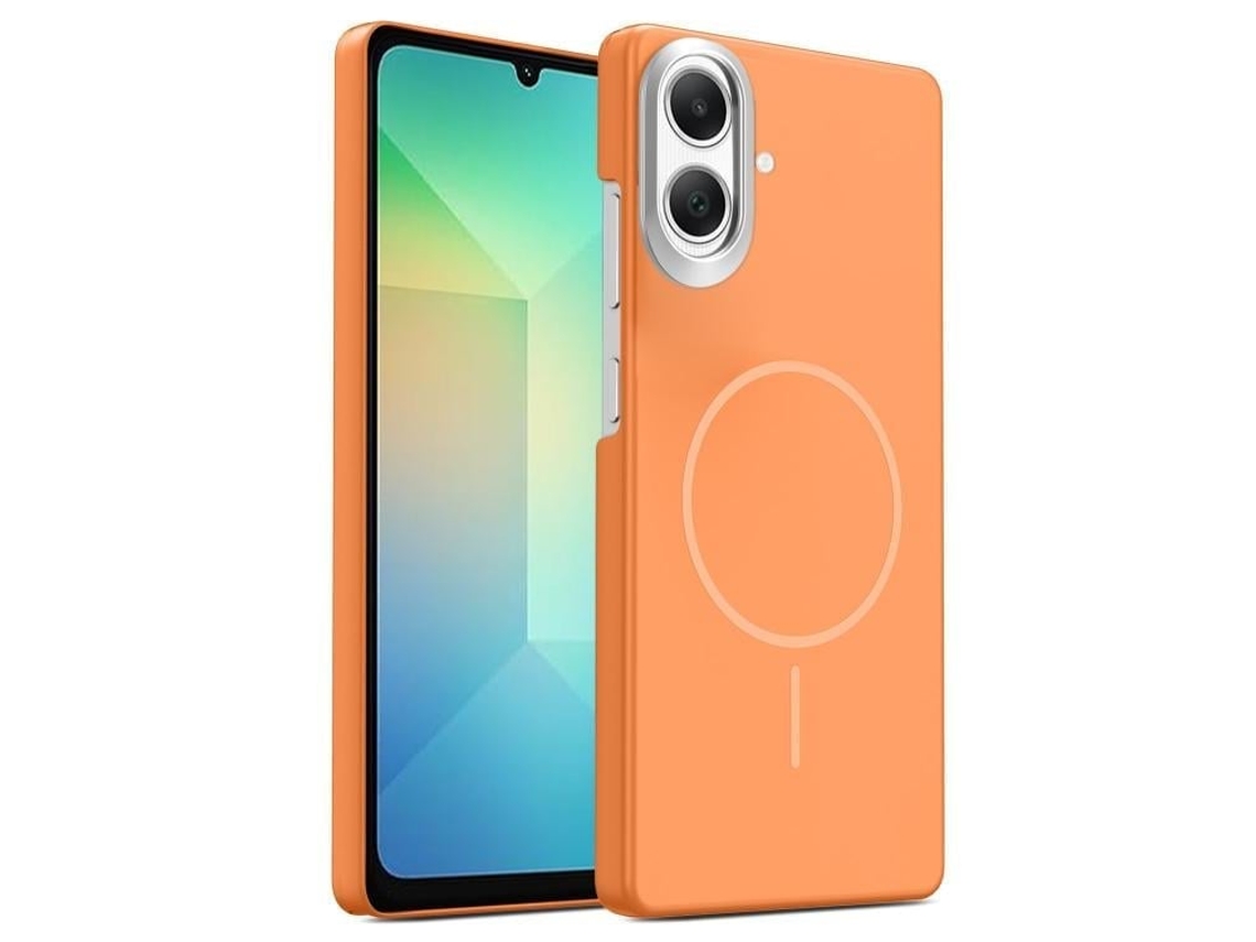 Capa Para Samsung Galaxy A06 4g Fina Circular Magsafe À Prova De Choque Dourada Em Policarbonato Laranja