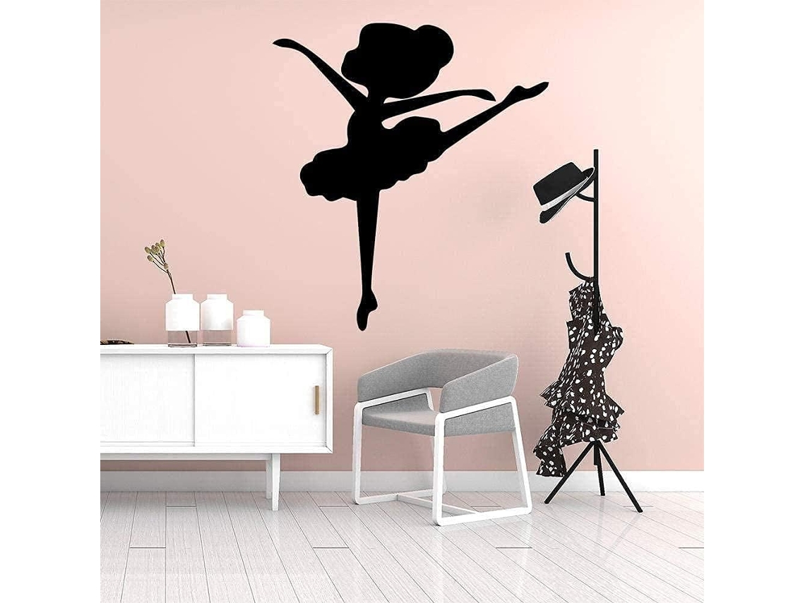 Adesivos de parede criativos com menina dançando, removíveis, para decoração de sala de estar ou quarto, 58x64cm