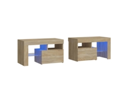 Bedside Cabinet, Bedside Cabinets Vidaxl Marrom Madeira Processada (n/a)