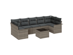 Conjunto 8 Conjunto De Sofá De Jardim Vidaxl Cinzento Vime Pe (55 X 55 X 37 Cm)