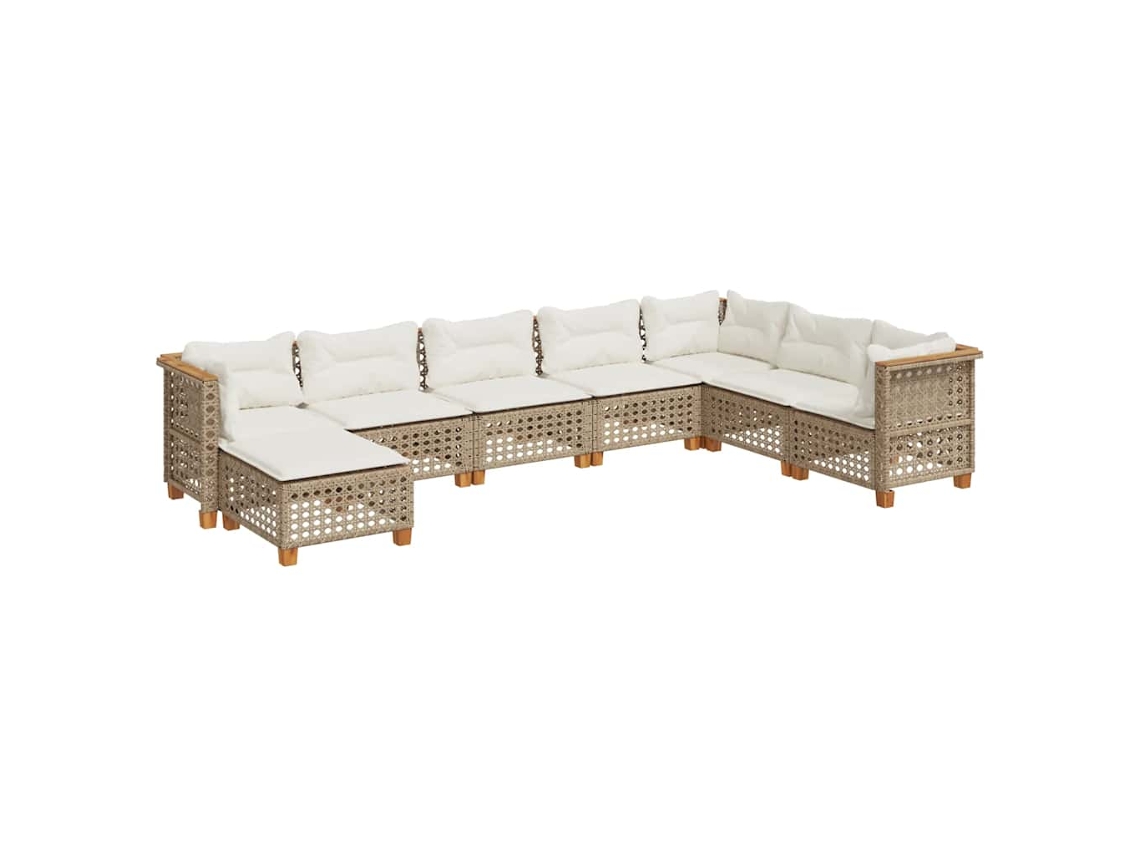 Maison Exclusive - 8 Pcs Conjunto De Sofás P/ Jardim Com Almofadões Vime Pe Bege