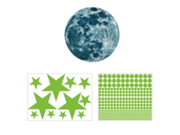 Adesivos de Parede 3d Luminosos Lua e Pontos Estrelas Decorativos para Quarto Infantil Creche Teto S/MARCA