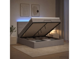 Vidaxl Cama Ottoman Com Colchão E Led Cinzento-acastanhado Tecido