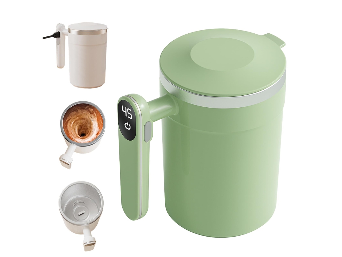 Copo Misturador em Aço Inox 400ml, Agitação Automática com Carregamento Usb.