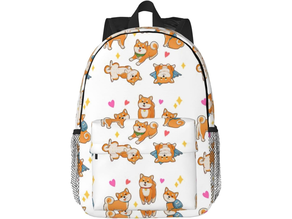 Mochila Funcional Com Estampa Shiba Inu Confortável Ideal Para Escola, Viagens, Caminhadas, Pesca Ao Livre