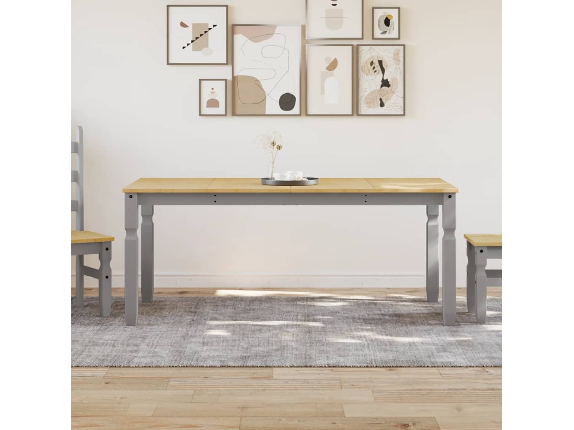 Vidaxl Mesa De Jantar Corona 180x90x75 Cm Madeira Pinho Maciça Cinza