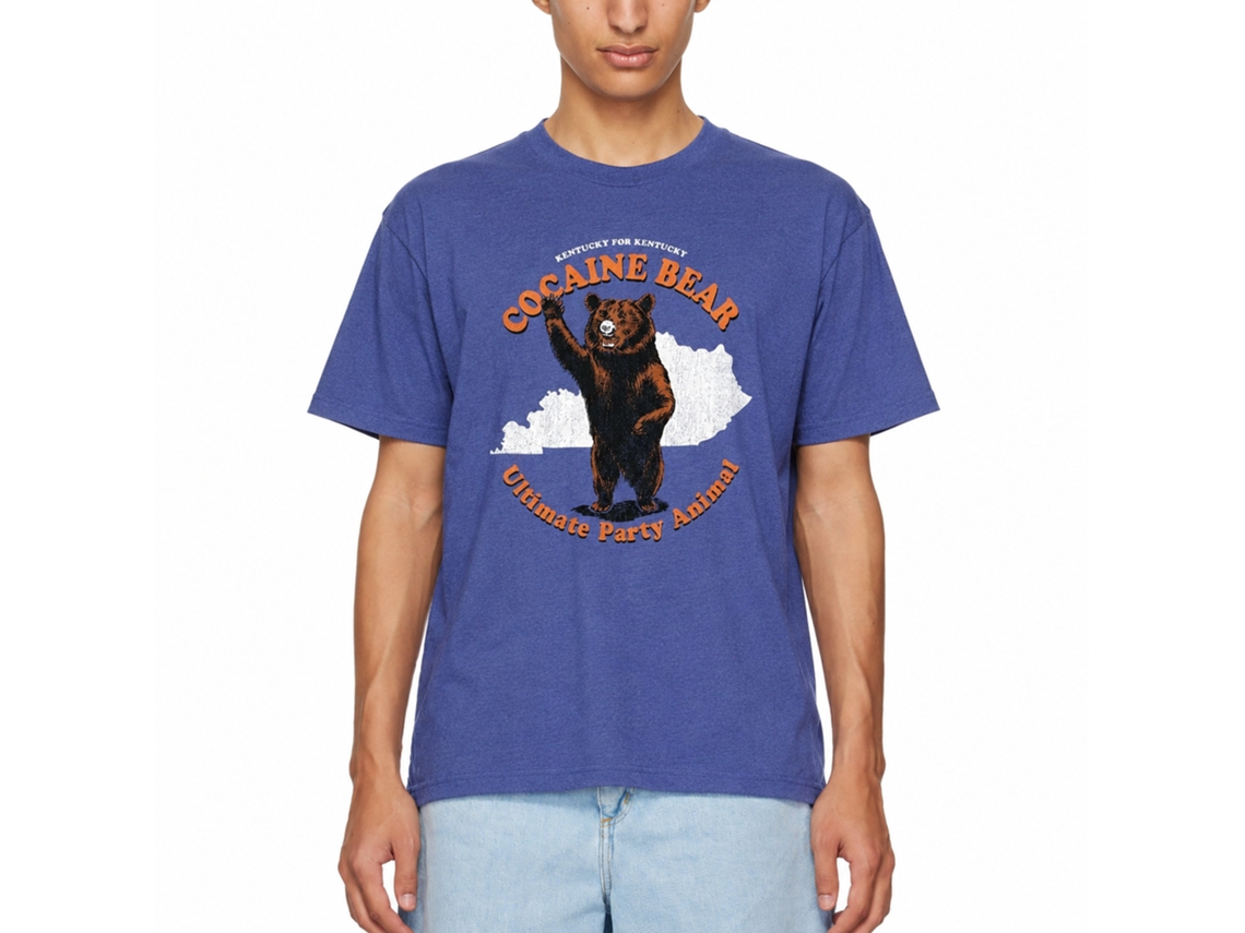 Rockinstone Cocaine Bear Touristy Party Animal Heather Royal Adult T-shirt Size:s
