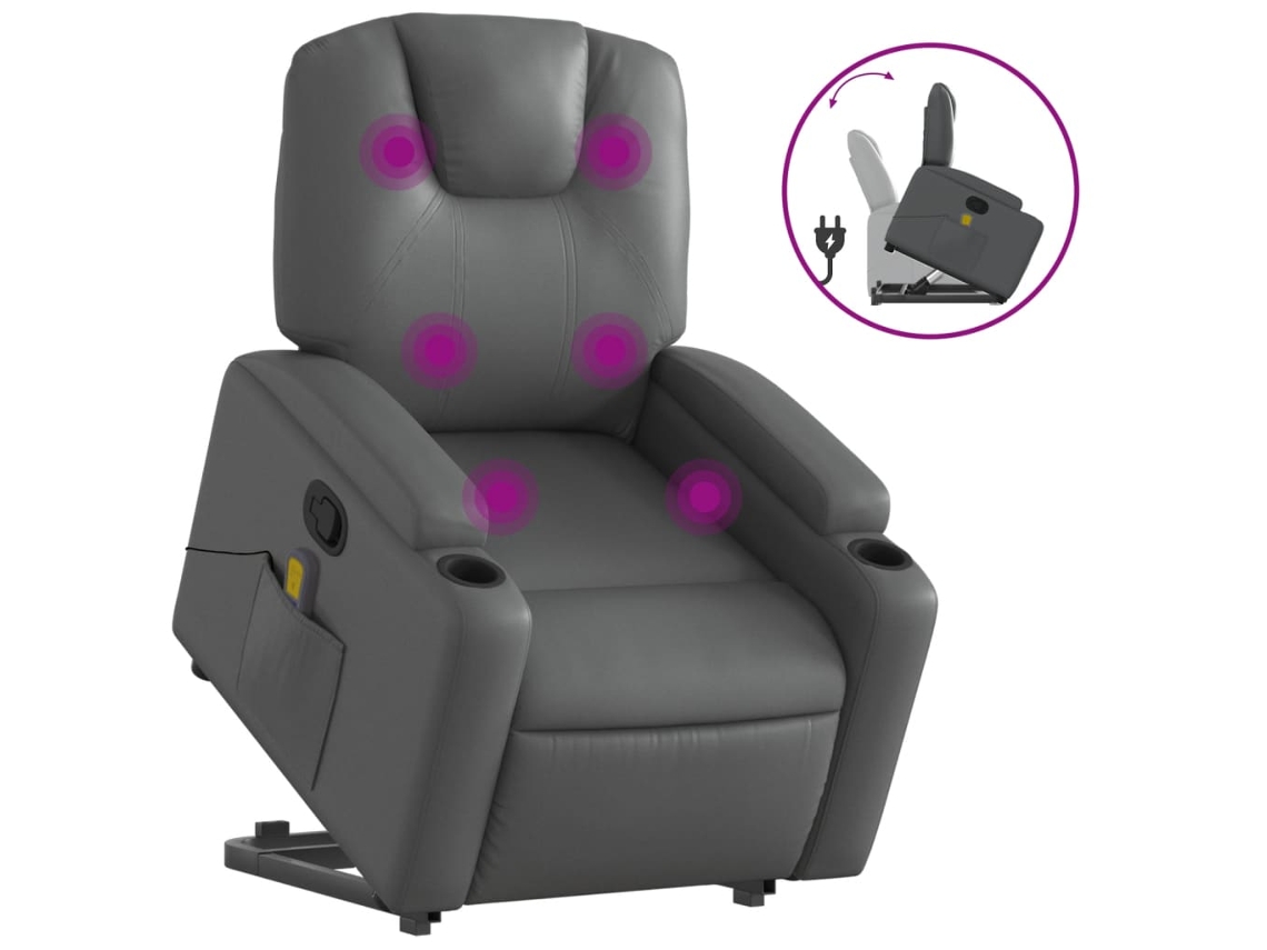 Stand Up Massage Recliner Chair, Stand Up Massage Recliner Chairs Vidaxl Cinzeto Couro Artificial