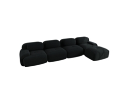 Sofá De Canto 4 Lugares Com Chaise Longue, Almofadas Elásticas, Antiderrapante E Fácil Montagem, Ideal Para Escritório E Sala Preta.