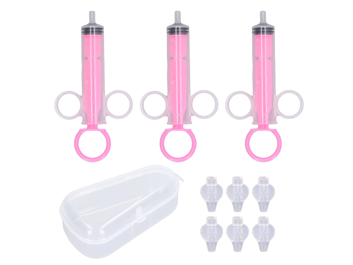 Mali 3pcs Irrigador Nasal Bebê Portátil 12ml com 6 Pontas de Silicone Rosa