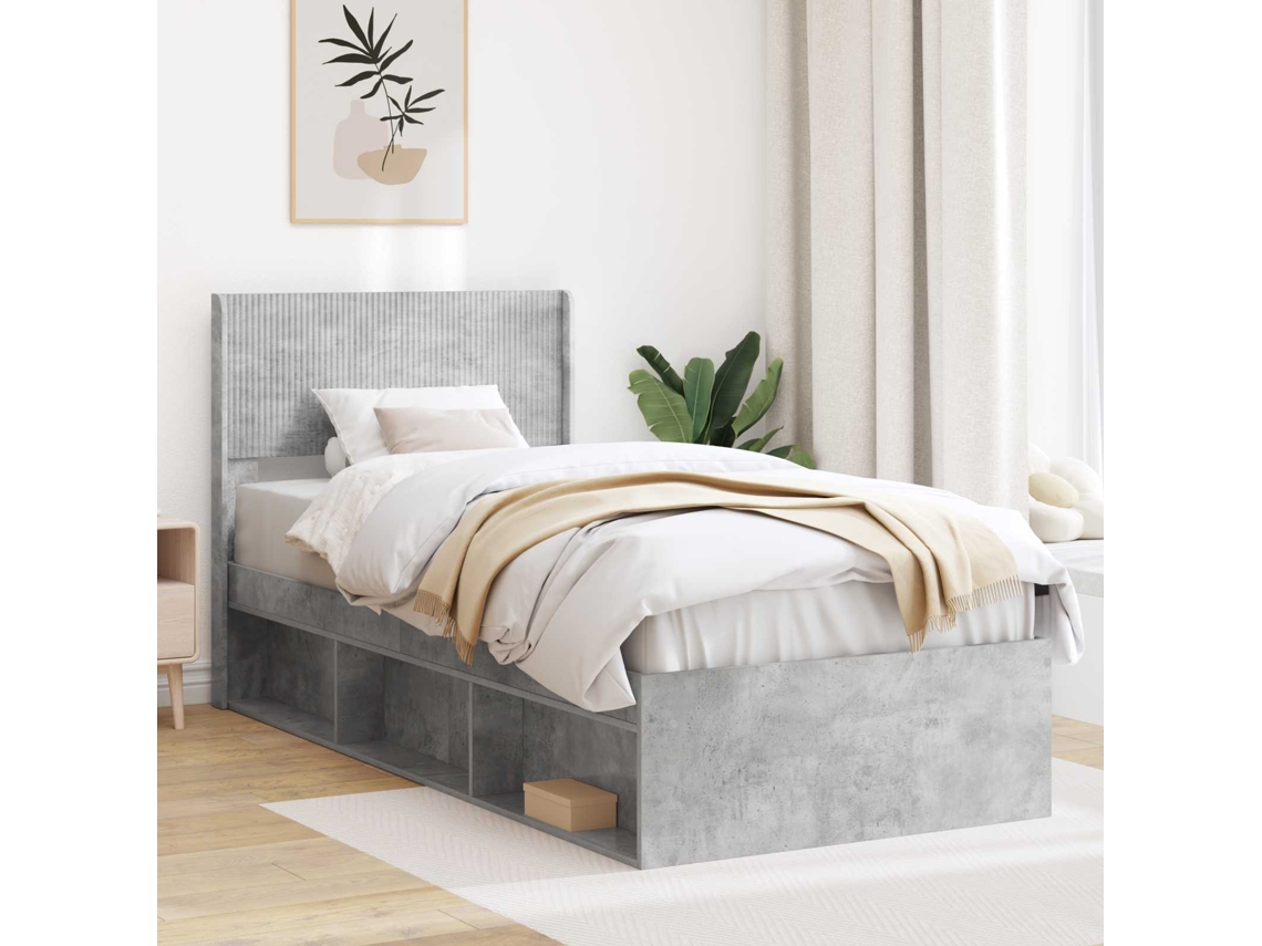 Vidaxl Estrutura De Cama Com Armazenamento E Cabeceira