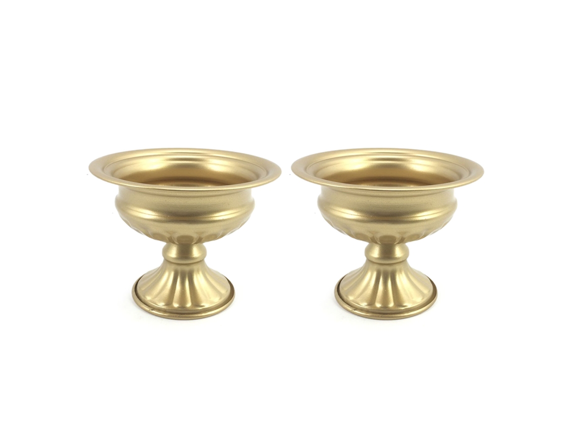 Vaso de Ferro Vintage com Dois Peças Dourado para Arranjos Florais LAXISCREED