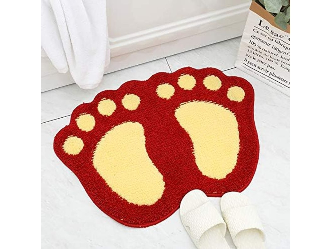 2026 alfombra de Baño Big Feet Cartoons, Absorbente Y Antideslizante, Suave Microfibra Rojo