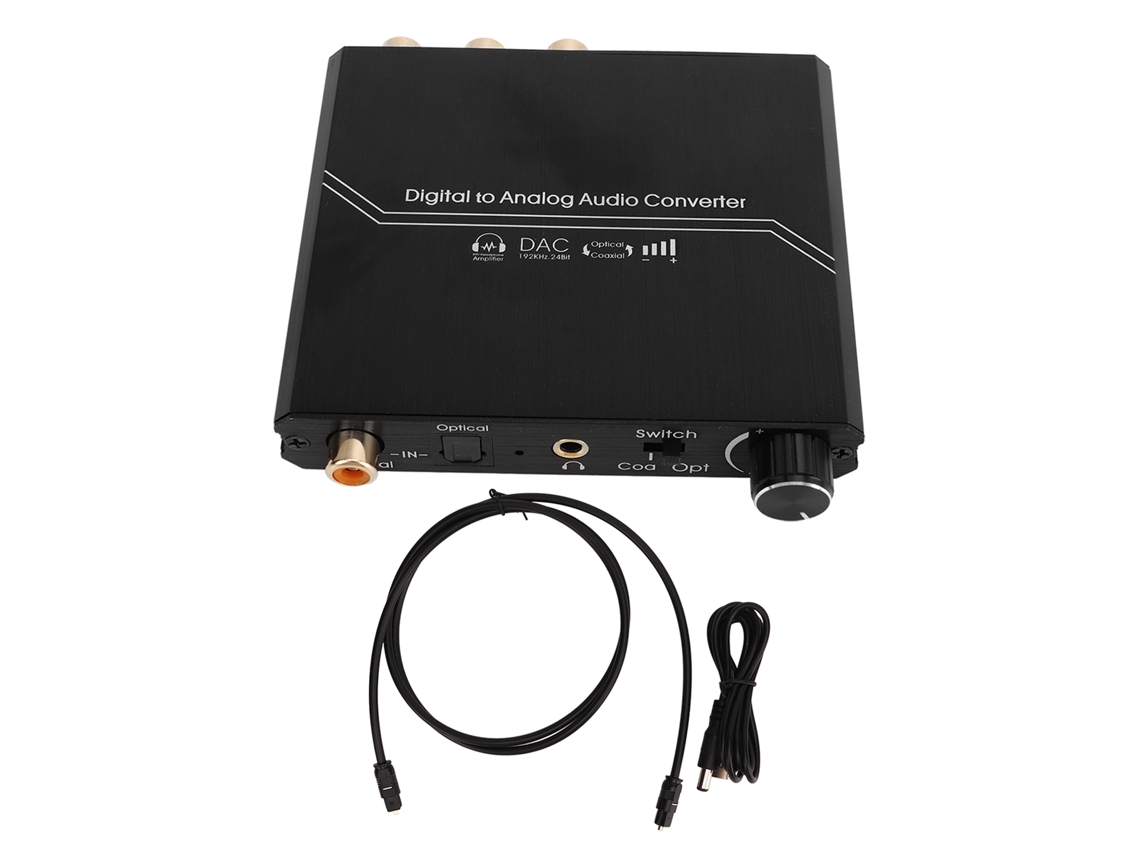 Conversor De Áudio Digital Para Analógico 192khz Com Ajuste De Volume Óptico Coaxial Para Rca 3.5mm