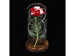 Luminária Noturna Elétrica Led Rosa Com Cúpula De Vidro Base Bege Luz
