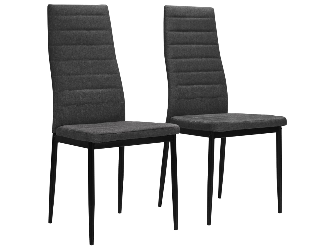 Vidaxl Cadeiras De Jantar 2 Pcs Tecido Cinzento-escuro
