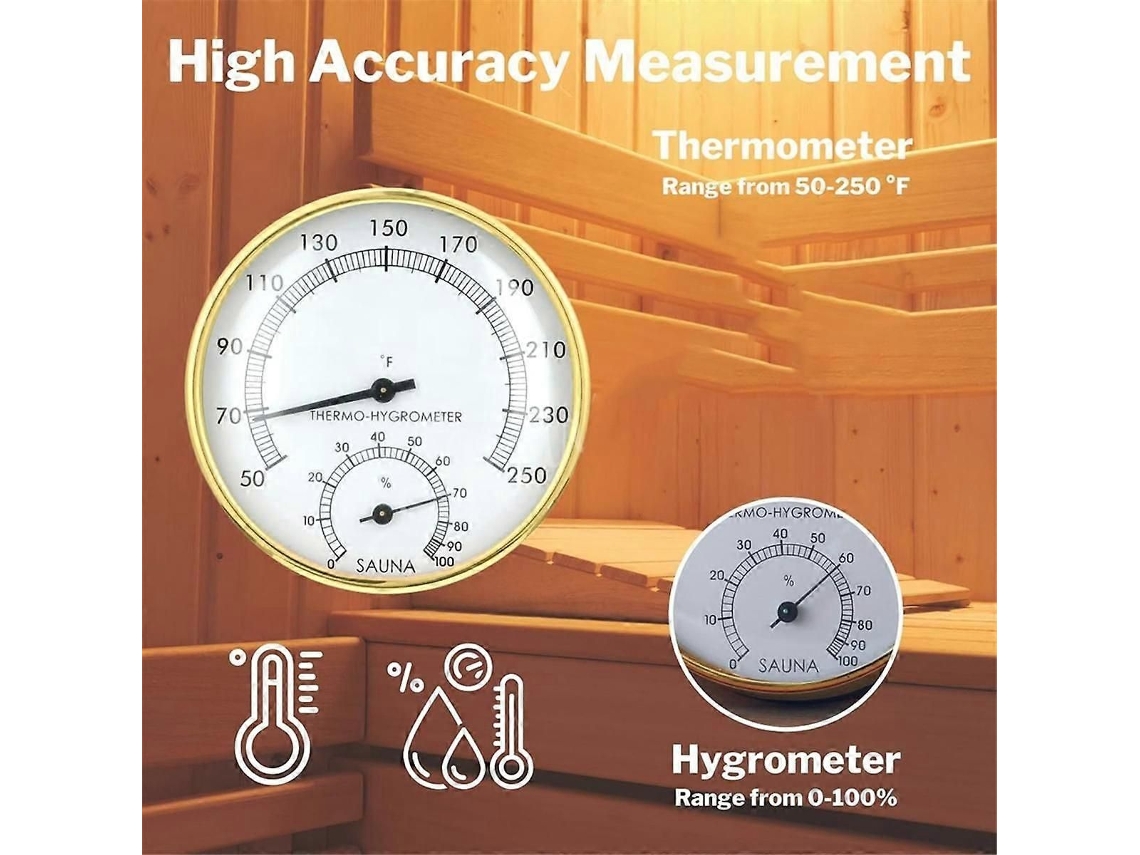 Termômetro De Sauna 2 Em 1 (fahrenheit), Termômetro E Higrômetro Para Sauna (temperatura E Umidade Internas).
