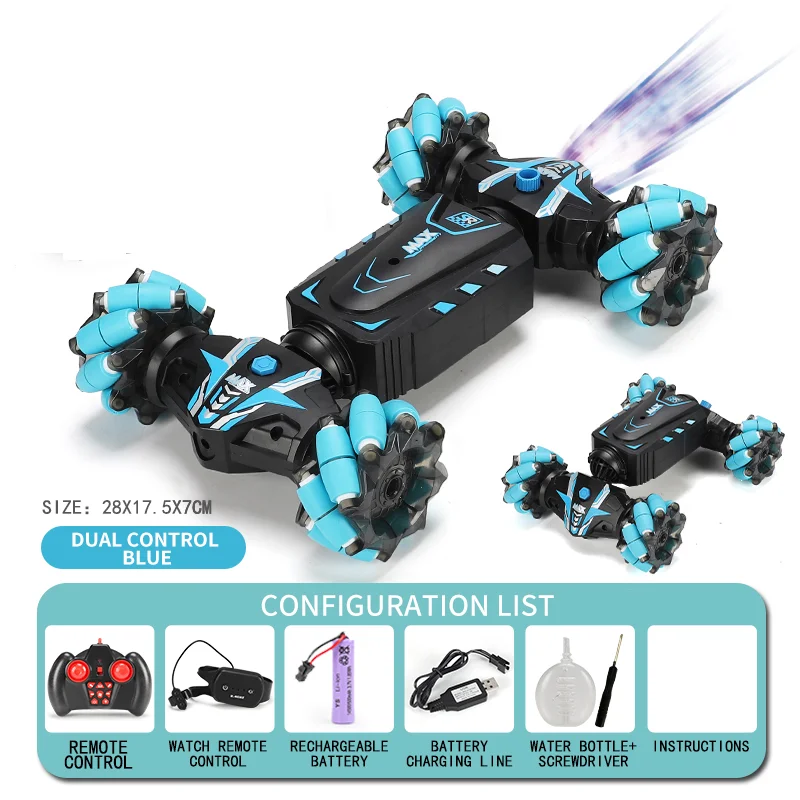 (azul) Carrinho De Brinquedo Com Controle Remoto, Acrobacias De Drift Com Jato De Água Ativado Por Gestos