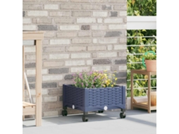 Vidaxl Vaso De Jardim Com Rodas Cinza Azul 40 X 40 X 33 Cm Pp