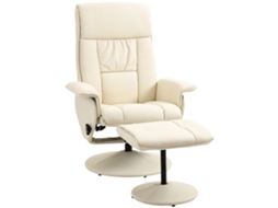 Poltrona Relax Giratória Creme 78x84x110cm com Reclina 135° e Apoio para Pés | S/MARCA
