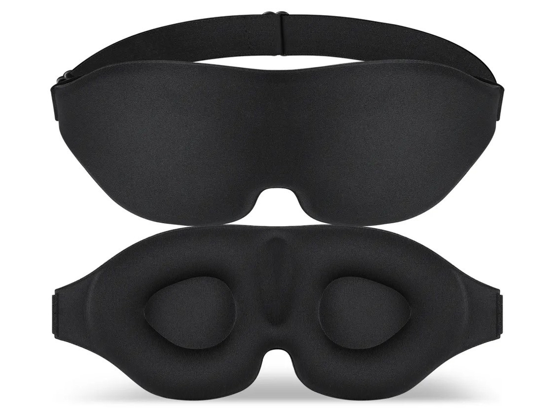 Máscara de Dormir para Viagens e Voos, Preta para os Olhos Sem Nariz, Blackout 3d Estéreo AQUAFORGE