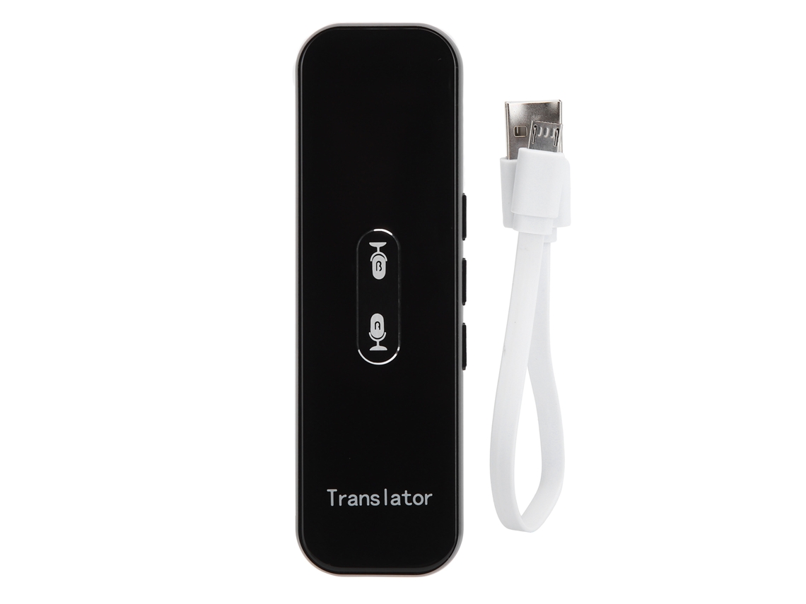 Tradutor Portátil Inteligente com Voz e Bluetooth para Viagem Negócio Aprendizagem Preto