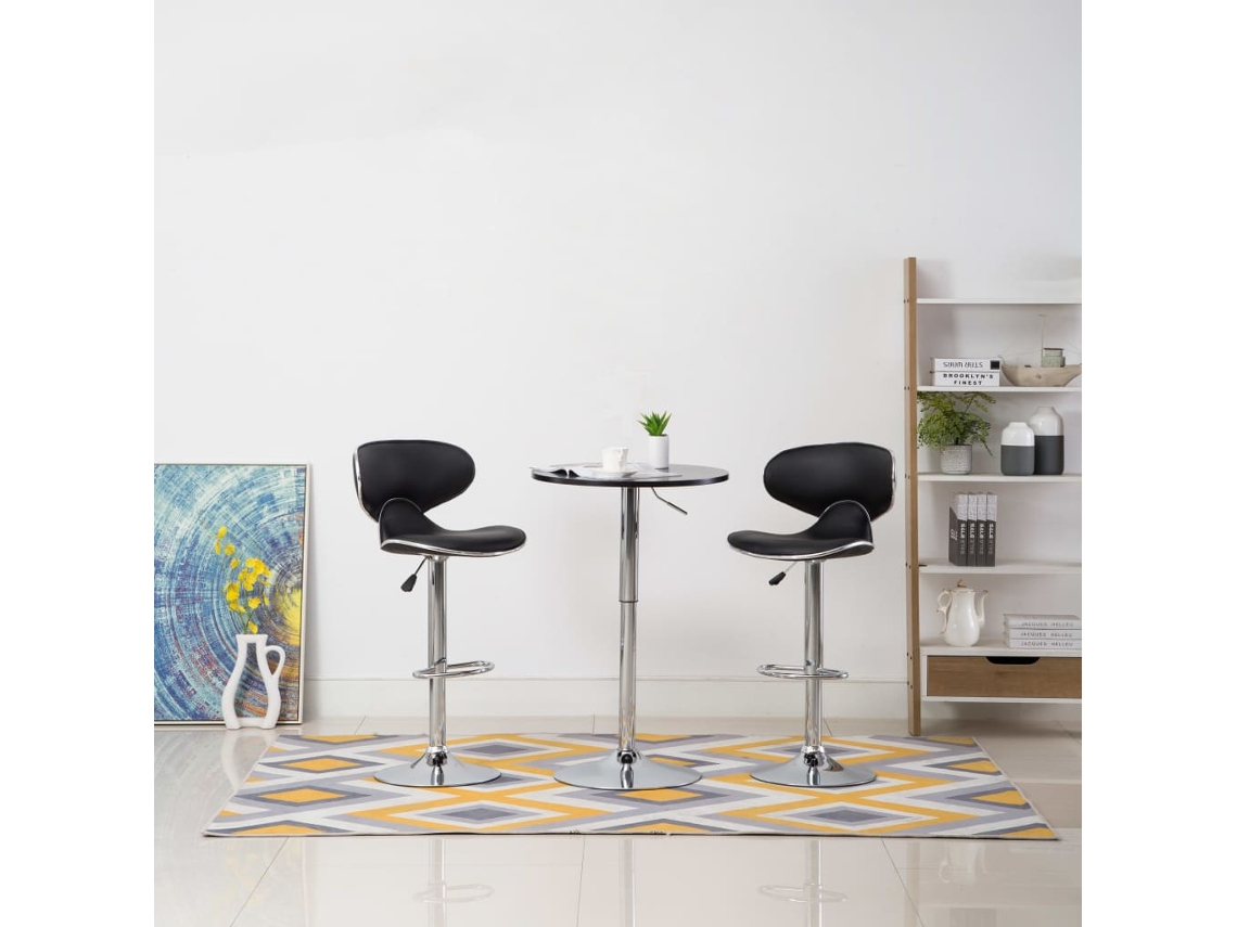 Vidaxl Bancos De Bar 2 Pcs Couro Artificial Preto