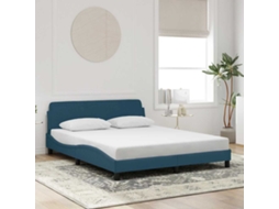 Vidaxl Estrutura De Cama Com Cabeceira Dover 160x200 Cm Veludo Azul