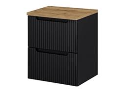 Móvel de casa de banho para lavatório Newport com 2 gavetas MDF 50x60x40 cm - Preto/Carvalho