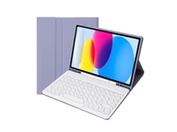 Lurelia Capa Com Teclado Bluetooth Para Ipad Air2 Teclas Redondas E Com Suporte Para Caneta, Layout Pt, Roxo E Branco