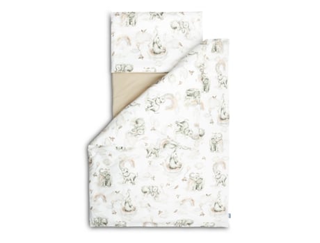 Conjunto de Capa de Edredão + Fronha + Lençol Elefantes Nas Nuvens para Berço de 60 X 120 Cm SENSILLO