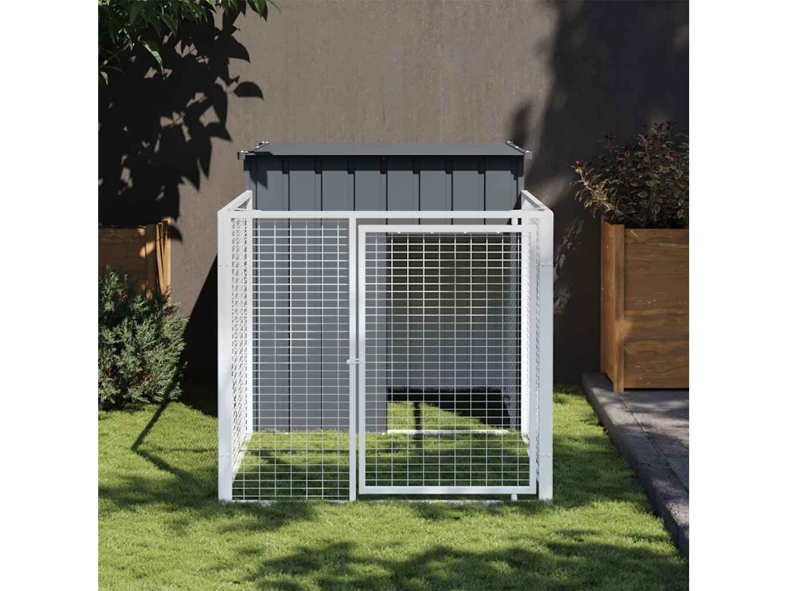 Vidaxl Casota Com Parque Aço Galvanizado Antracite