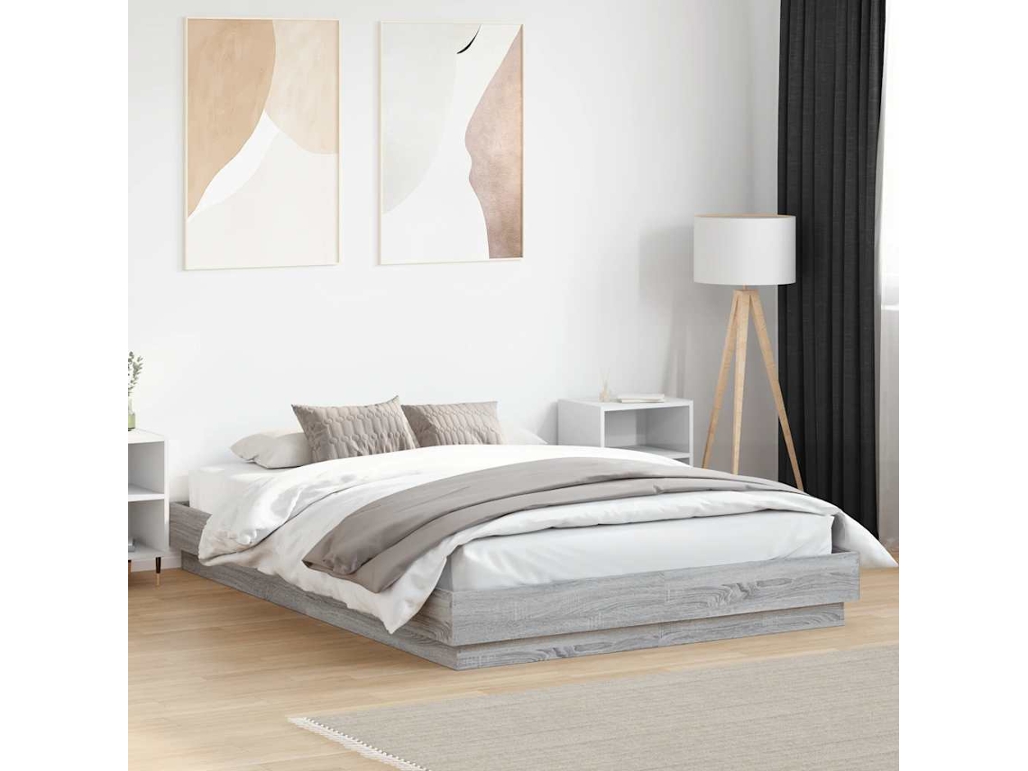 Vidaxl Estrutura De Cama 160x200 Cm Derivados De Madeira Cinza Sonoma