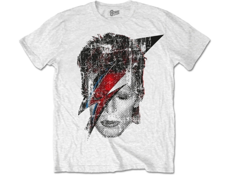 T-Shirt DAVID BOWIE Halftone Flash Face S Branca