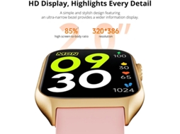 Smartwatch Fitness Tracker Monitor de frequência cardíaca/som/pedômetro/calorias Vários modos esportivos Rosa Ouro Bestvite