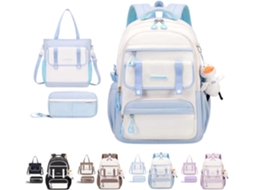 Mochila Escolar Infantil De 3 Peças Para Meninas, Conjunto Com Lancheira E Estojo, Ergonômica