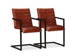 Vidaxl Cadeiras De Jantar 2 Pcs Couro Genuíno Castanho