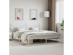 Vidaxl Estrutura De Cama Com Cabeceira 200x200 Cm Metal Branco