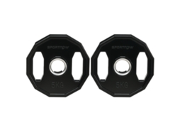 Conjunto De Preto 2 Discos Pesos 5 Kg Com Orifício 50 Mm Para Treino Força Ø24x3,5 Cm