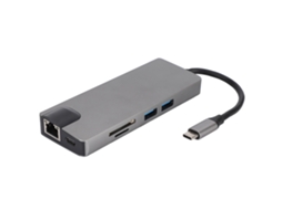 Hub Usb c com Ethernet, 2 Portas Usb 3.0, Hdmi e Leitor de Cartão Sd para Notebook e Acessórios de Escritório AQUAFORGE