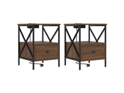 Conjunto de 2 Armários de Cabeceira Carvalho Marrom 41.5x40.5x55 cm MAISON EXCLUSIVE