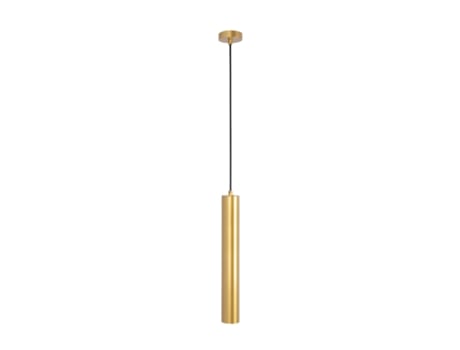 Luminária Pendente Moderna De Teto Em Alumínio Dourado Minimalista Em Forma De Tubo 40cm Com Soquete Gu10, Altura Ajustável. Alpinaluz