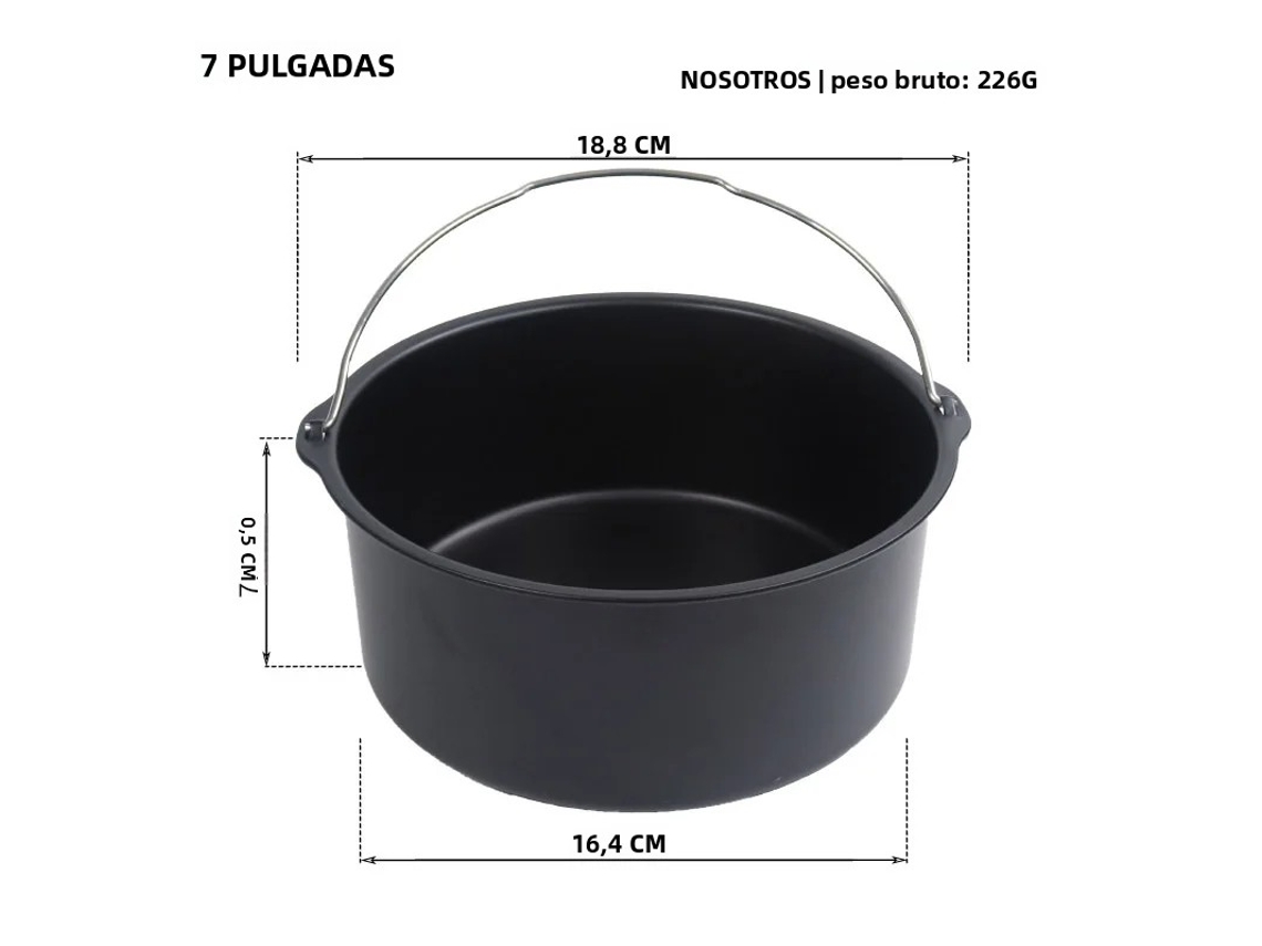 Assadeira Redonda Antiderrapante de 18 Cm , Acessório de Cozinha, Ideal para Bares. MDUG (7 Polegadas)