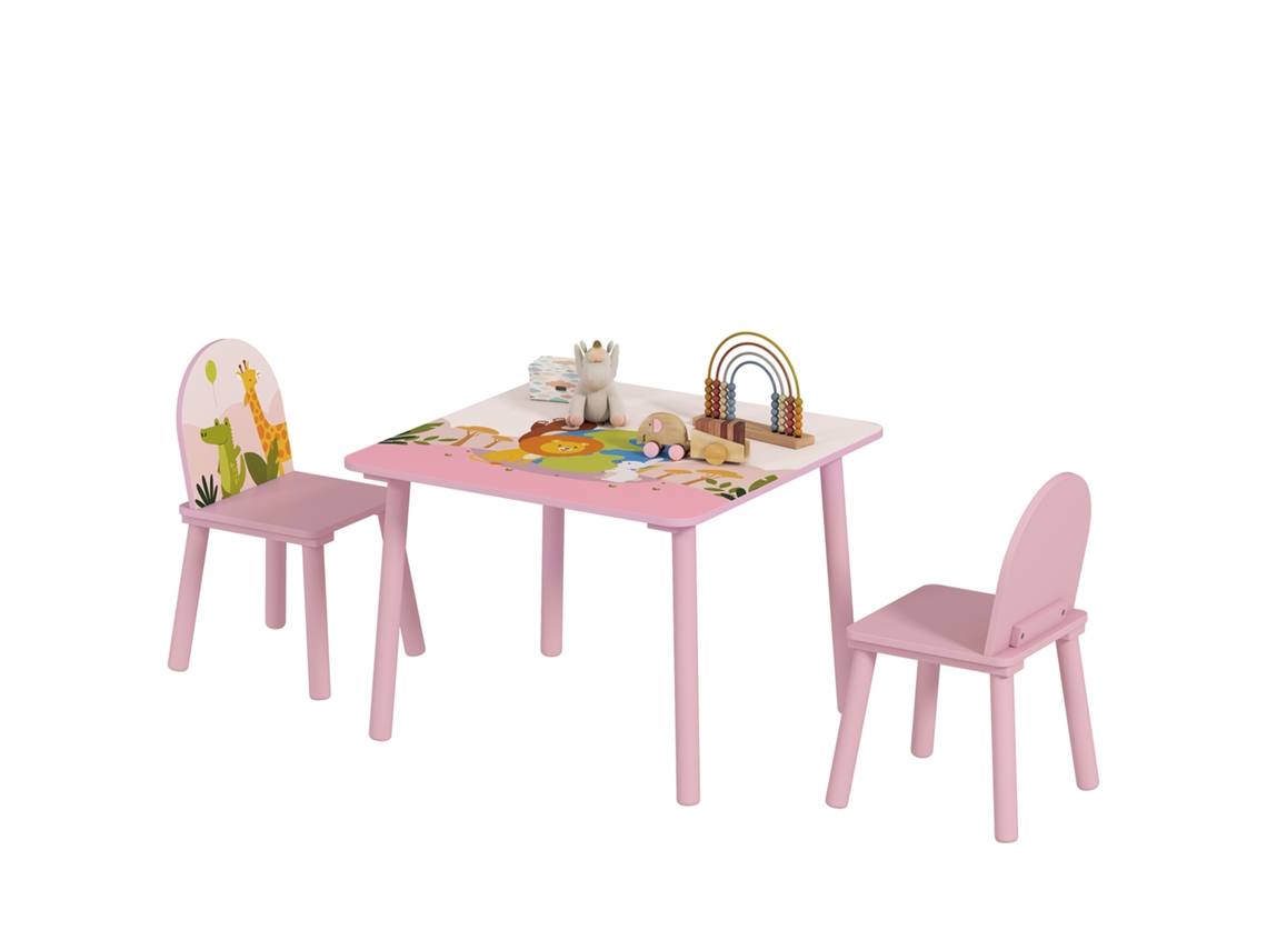 Mesa e Cadeiras para Crianças com Estampados de Animais para Meninos e Meninas de 3 8 Anos para Casa Escola Infantil Rosa Ge