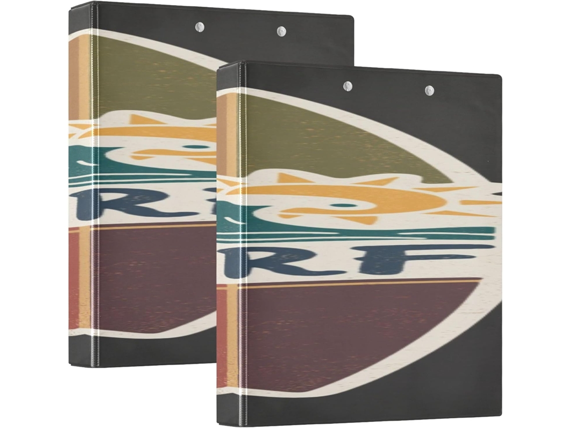 Prancheta Surf Vintage 3,8cm 1,5 Polegadas Material Escolar, Com Anéis Redondos e Prancheta, Pacote com 1 ou 2 Unidades