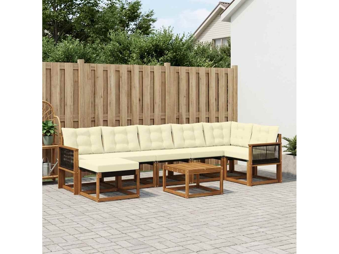 Vidaxl Conjunto De Sofás Para Exterior 8 Pcs Natural E Creme