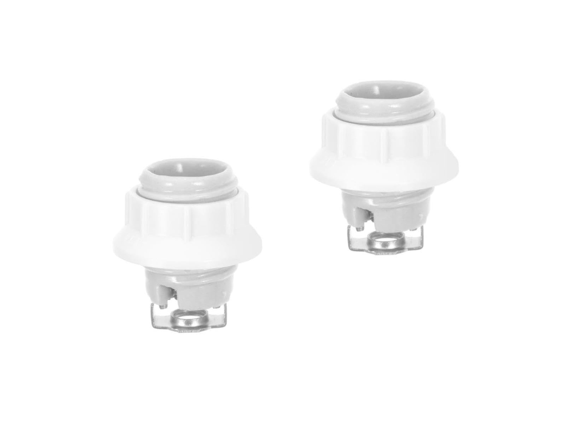 Conjunto De 2 Soquetes De Cerâmica E14 Com Rosca E Anel Simples